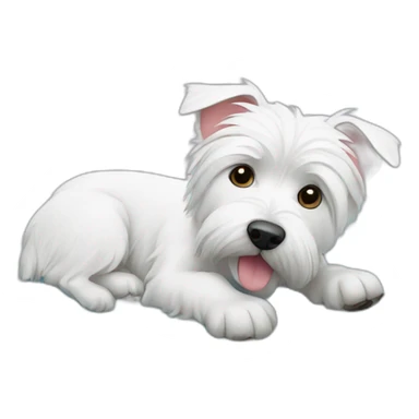 westie durmiendo sobre cama sticker