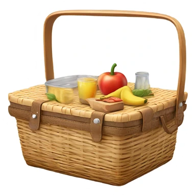 Realistic isolated plain picnic basket with one side of the lid up. sticker