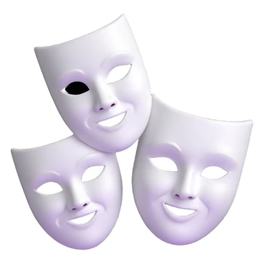 ancient Greek theater masks, classical comedy and tragedy faces, white dramatic theater masks sticker