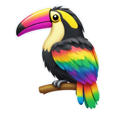 Lisa frank toucan with rainbow feathers sticker