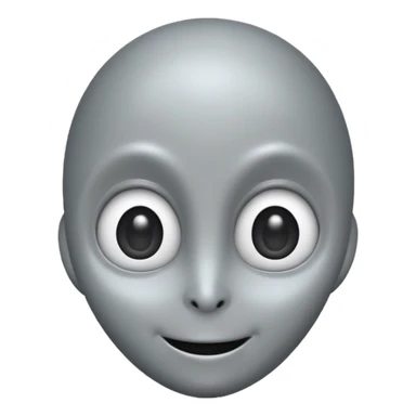 Classic grey alien, elongated head, cute cartoon emoji, no background sticker