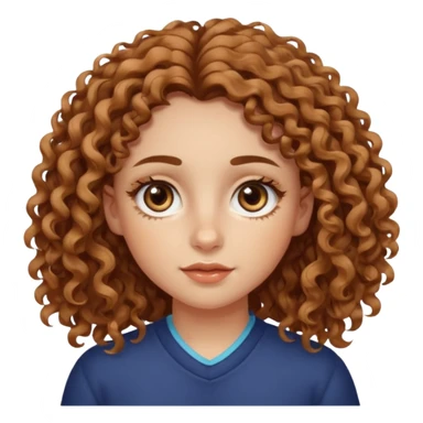 girl with wavy curly hair, almond shaped eyes, birthmark near her eye sticker