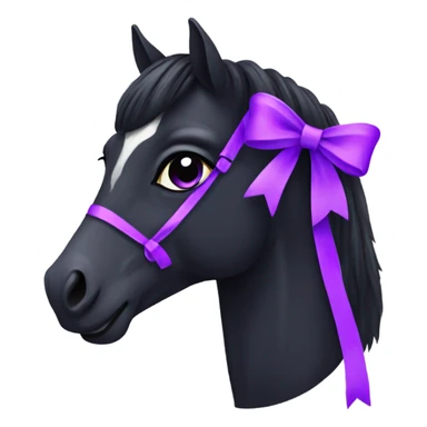 black horse with purple bow sticker