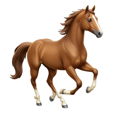 cinematic-[brown horse]-realistic-full-body-galopping-emoji,-tail-flicking-lazily,-head-tilted-dramatically,-sleek-[brown]-coat,-simplified-yet-realistic-focused-features,-highly-detailed,-glowing-with-an-almost-sarcastic-glow sticker