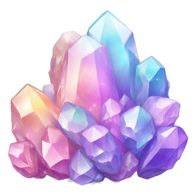 Pastel iridescent rainbow crystal clusters sticker