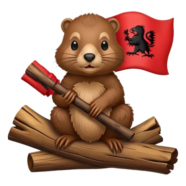 albanian flag with beaver on it sticker