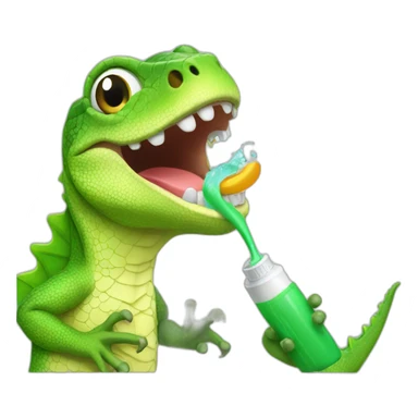 lezard brushing its teeth sticker