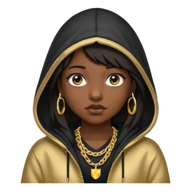 girl with a hood on with dark hair looking like a rapper sticker