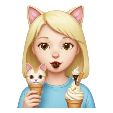 Kedi lie insanın birleşimi dondurma yyiyor sticker