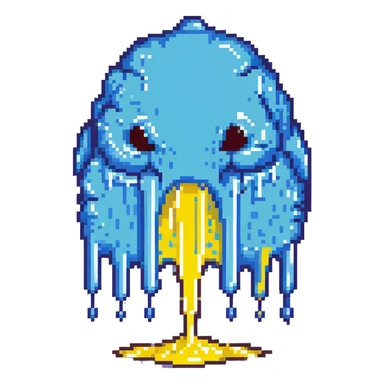 blue slime monster dripping goo sticker