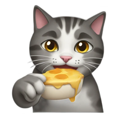 Cat eating a food sticker
