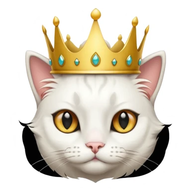 White cat with black spot over its eye that is a king sticker