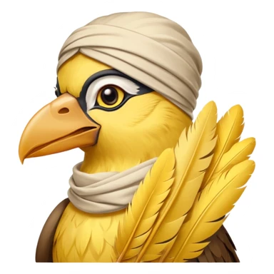 truthahnvogel with headscarf (no human) holding yellow paper sticker