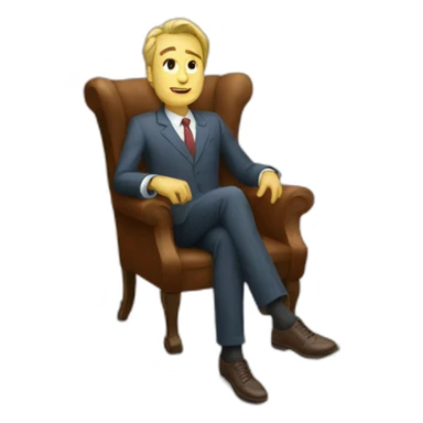 rich man in a chair steps on money sticker