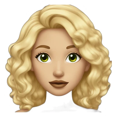 Blonde girl green eyes wavy hair and tan skin big lips sticker