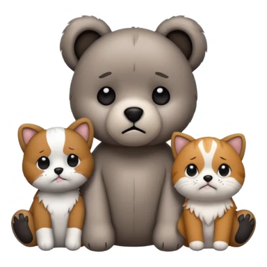 a teddy and a cute dog and cat crying sticker