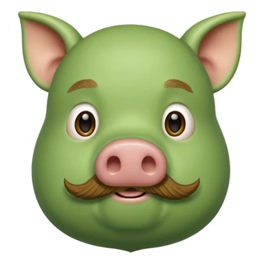green pig with beard, 3/4 view sticker