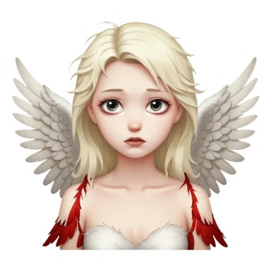 Female angel with torn wings, exposed collarbones, sorrow and lust intertwined sticker