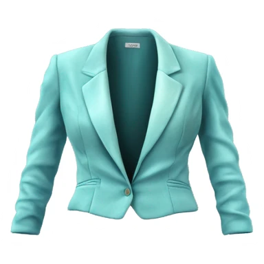 Hyper Realistic isolated side view of a pair of velvet light robins egg blue feminine blazer jacket. sticker