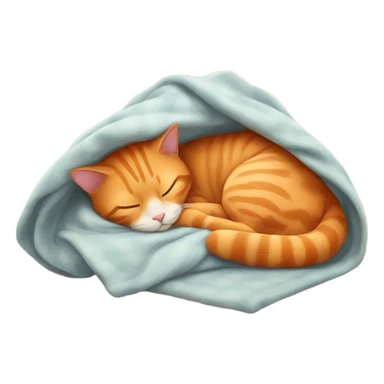 Orange cat sleeping with blanket and hat sticker