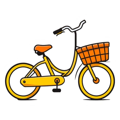 A colorful bicycle with basket sticker