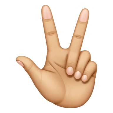 A hand emoji with the pointer finger middle finger and thumb up that looks like “YVL” sticker