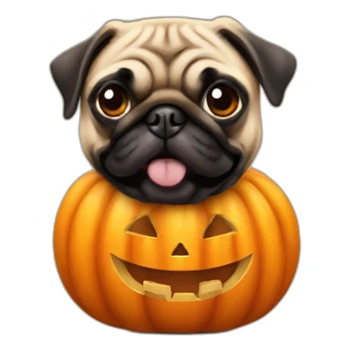 Pug with pumpkin sticker