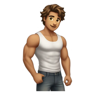 Beau gosse musclé brun adolescent sticker