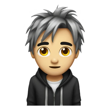 Emo kid with silly face sticker