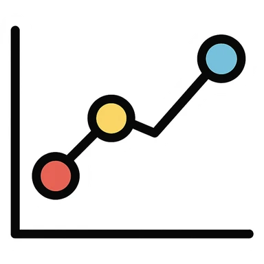 simple graph icon with colored lines and dots sticker