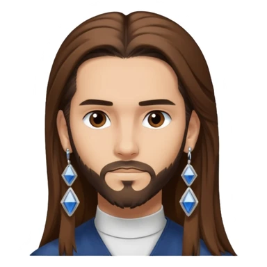 Tom Kaulitz with brown long hair, earrings sticker