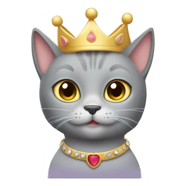 A grey cat with a princess crown on  sticker