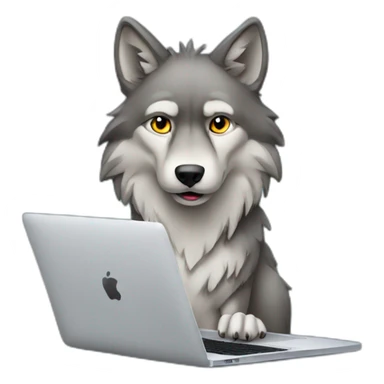 wolf with macbook sticker