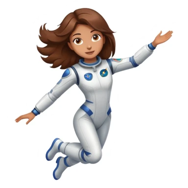beautiful brown hair girl flying to space sticker