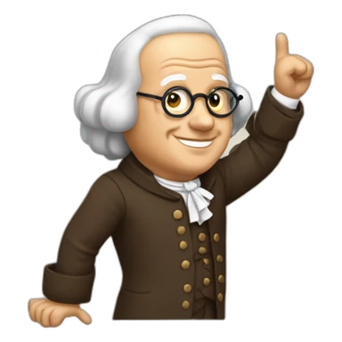 benjamin franklin with an arm up sticker