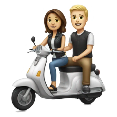 White Couple on scooter sticker