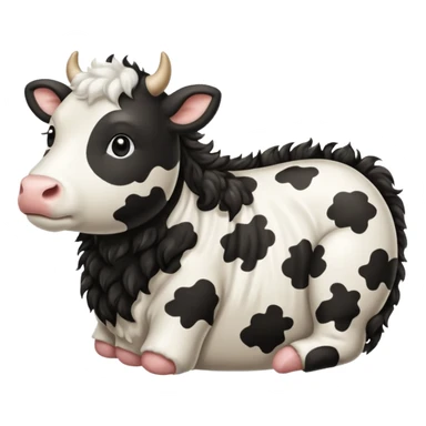 realistic white and black spotted cow tail, fluffy texture, slight curl at the end, soft shading, no background, transparent PNG style, emoji aesthetic sticker