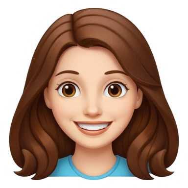 smiling woman with long brown hair, cheerful expression sticker