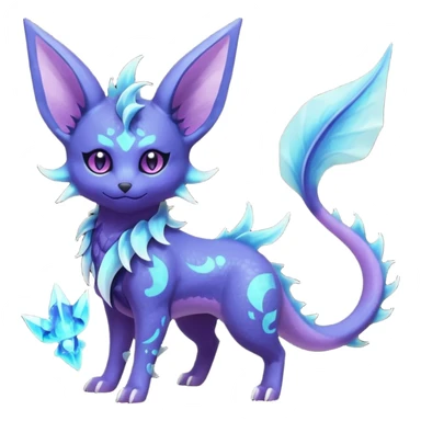 Rare realistic purple indigo violet nebulae shiny sparkly dark-neon glowing bioluminescent edgy badass epic pretty beautiful handsome gorgeous aesthetic colorful vibrant Vernid-Trico-Vaporeon-Espeon-species-Fakemon-creature by LiLaiRa, 4 legs, 1 tail, random markings, (full body) sticker