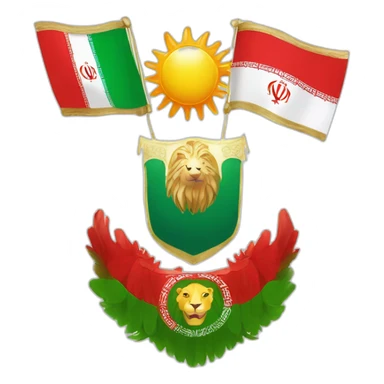 An eagle in the background of which is the lion and sun flag of Iran sticker