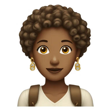 Brown curly haired girl with gold earrings  sticker