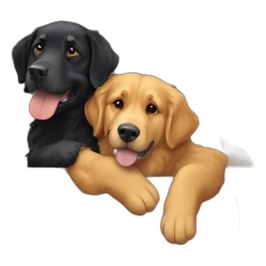 Golden retriever hugging a rottweiller in a moving truck sticker