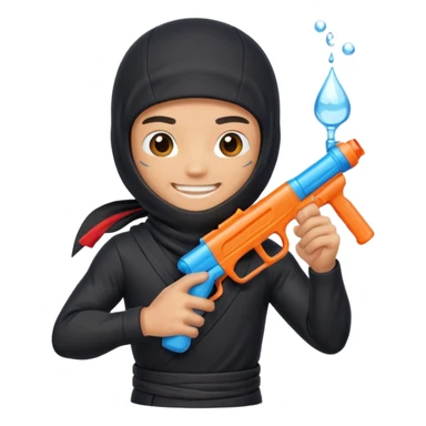 Ninja with water gun sticker
