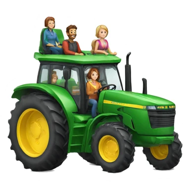 group of 4 people driving giant tractor sticker
