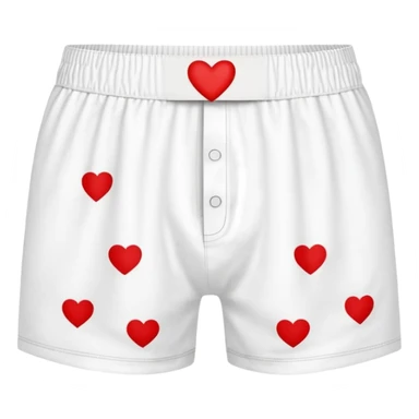 white men's boxer shorts with red heart print sticker