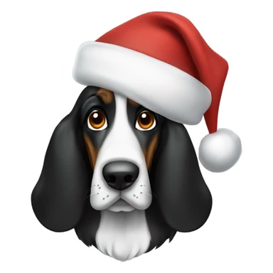 Black basset hound with Santa hat sticker