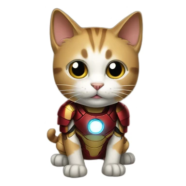 Cat in iron man costume, standing on the floor sticker
