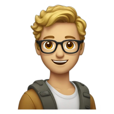 Alex klein met een bril sticker