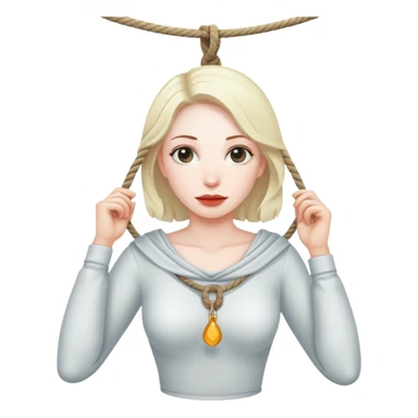 A woman who’s hanging herself with a rope by her neck sticker