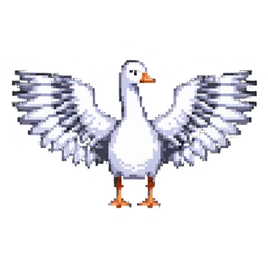 8-bit goose with wings fully extended in t position sticker
